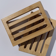 Load image into Gallery viewer, Bamboo Soap Dish – Deep Groove Drainage Design
